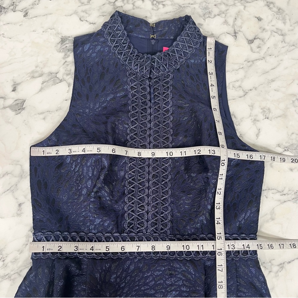 Lilly Pulitzer Franci Dress in True Navy Metallic Jacquard Size 8 - Picture 12 of 16